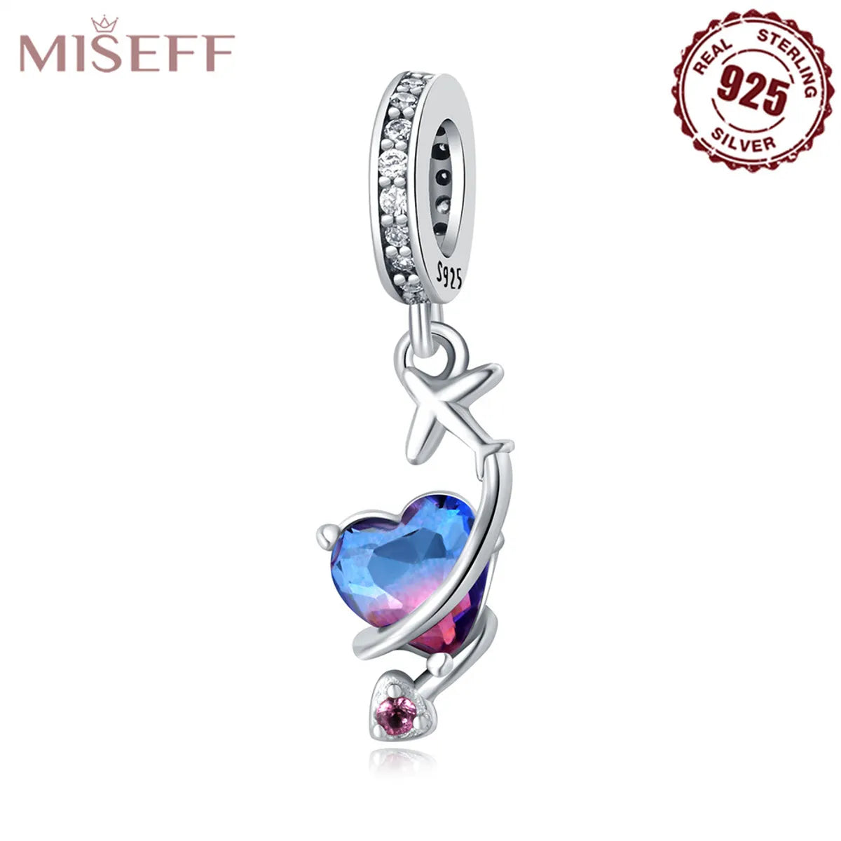 1 Piece 10.4*21mm 8.4*25mm Sterling Silver Zircon Tower Heart Shape Airplane Polished Pendant