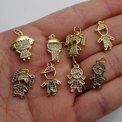 1 Piece 10.5*17.5mm 11.5*16.5mm 11 * 17mm Copper Zircon Human Pendant