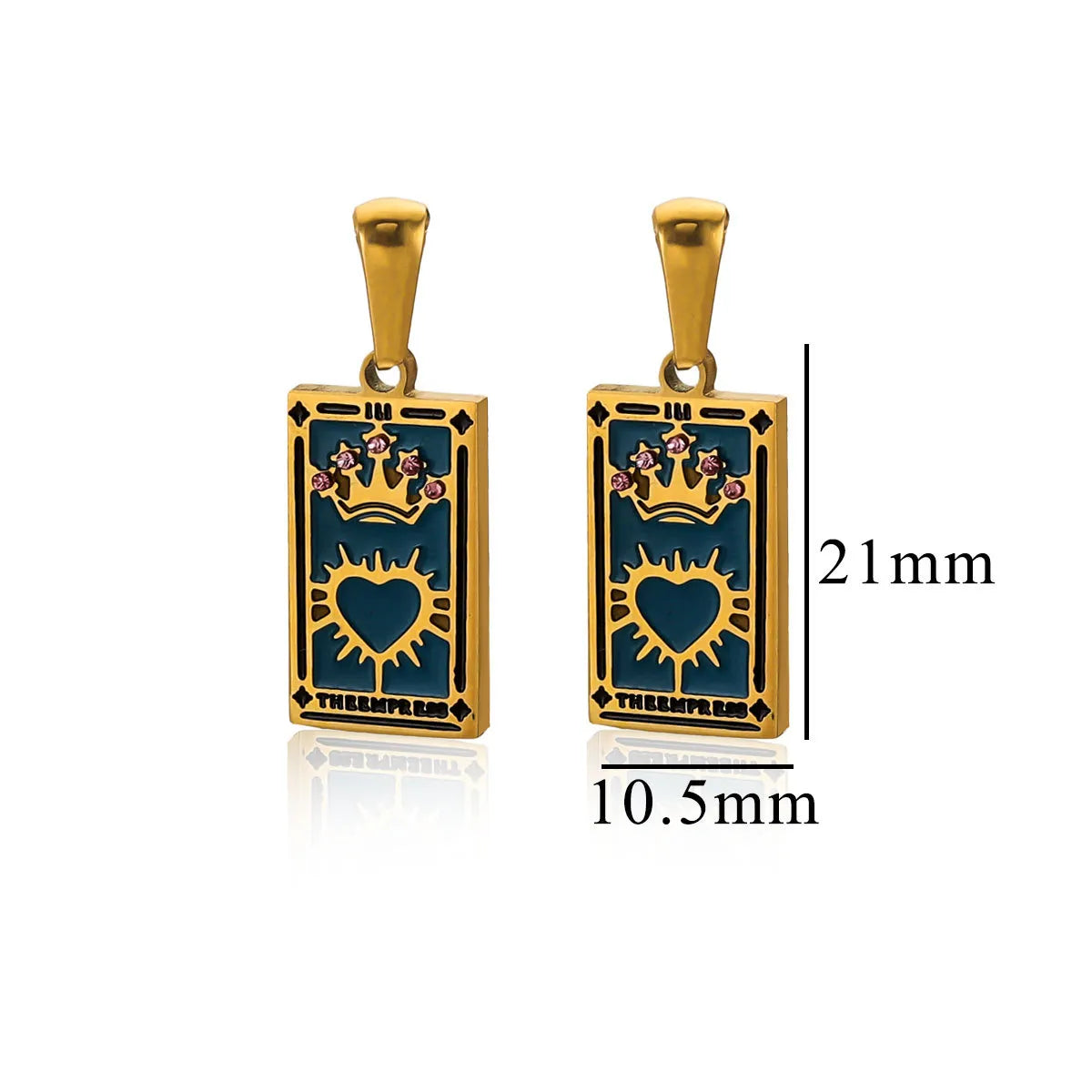 1 Piece 10.5*21mm 304 Stainless Steel Zircon Card Pendant