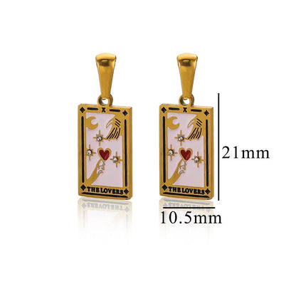 1 Piece 10.5*21mm 304 Stainless Steel Zircon Card Pendant