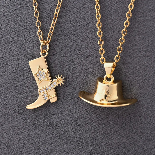 1 Piece 10x22mm 23x14mm 5x3.5mm Copper Zircon Gold Plated Hat Star Boots Polished Pendant