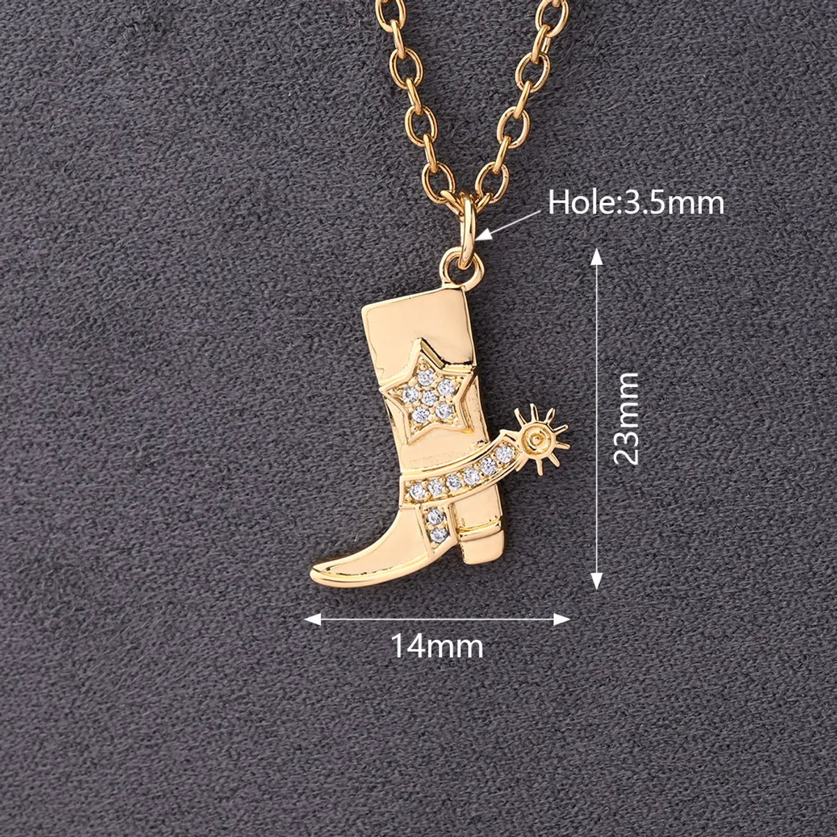 1 Piece 10x22mm 23x14mm 5x3.5mm Copper Zircon Gold Plated Hat Star Boots Polished Pendant