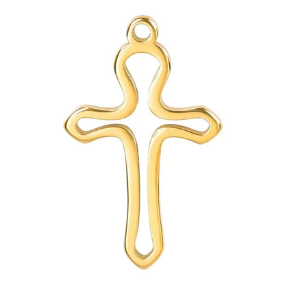 1 Piece 11 * 17mm Hole 1~1.9mm 304 Stainless Steel 18K Gold Plated Cross Polished Pendant