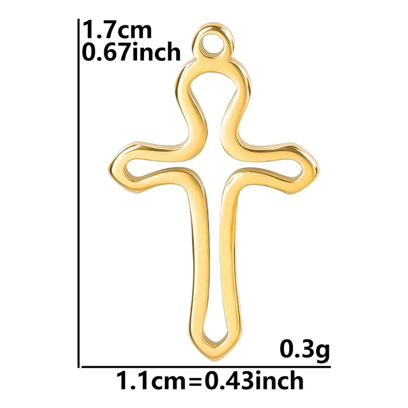 1 Piece 11 * 17mm Hole 1~1.9mm 304 Stainless Steel 18K Gold Plated Cross Polished Pendant