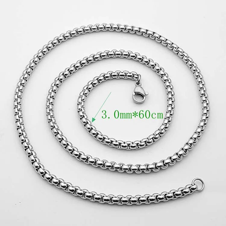 1 Piece 11*46mm 3mm*60cm 316 Stainless Steel  Wolf Tooth Polished Pendant Chain