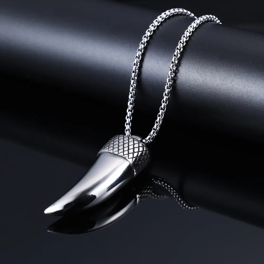 1 Piece 11*46mm 3mm*60cm 316 Stainless Steel  Wolf Tooth Polished Pendant Chain