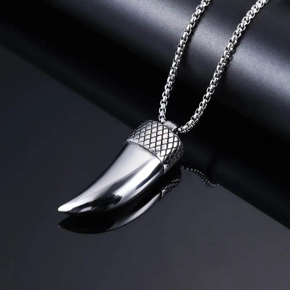 1 Piece 11*46mm 3mm*60cm 316 Stainless Steel  Wolf Tooth Polished Pendant Chain