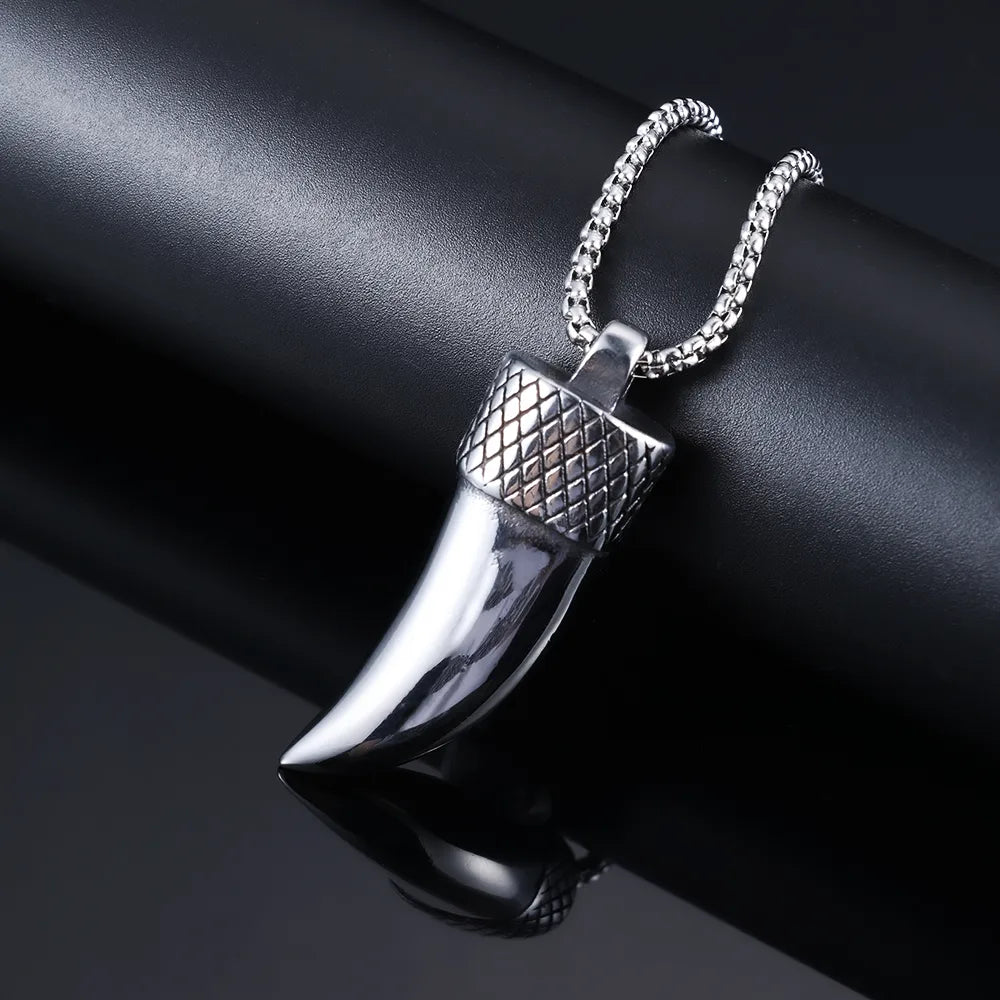 1 Piece 11*46mm 3mm*60cm 316 Stainless Steel  Wolf Tooth Polished Pendant Chain