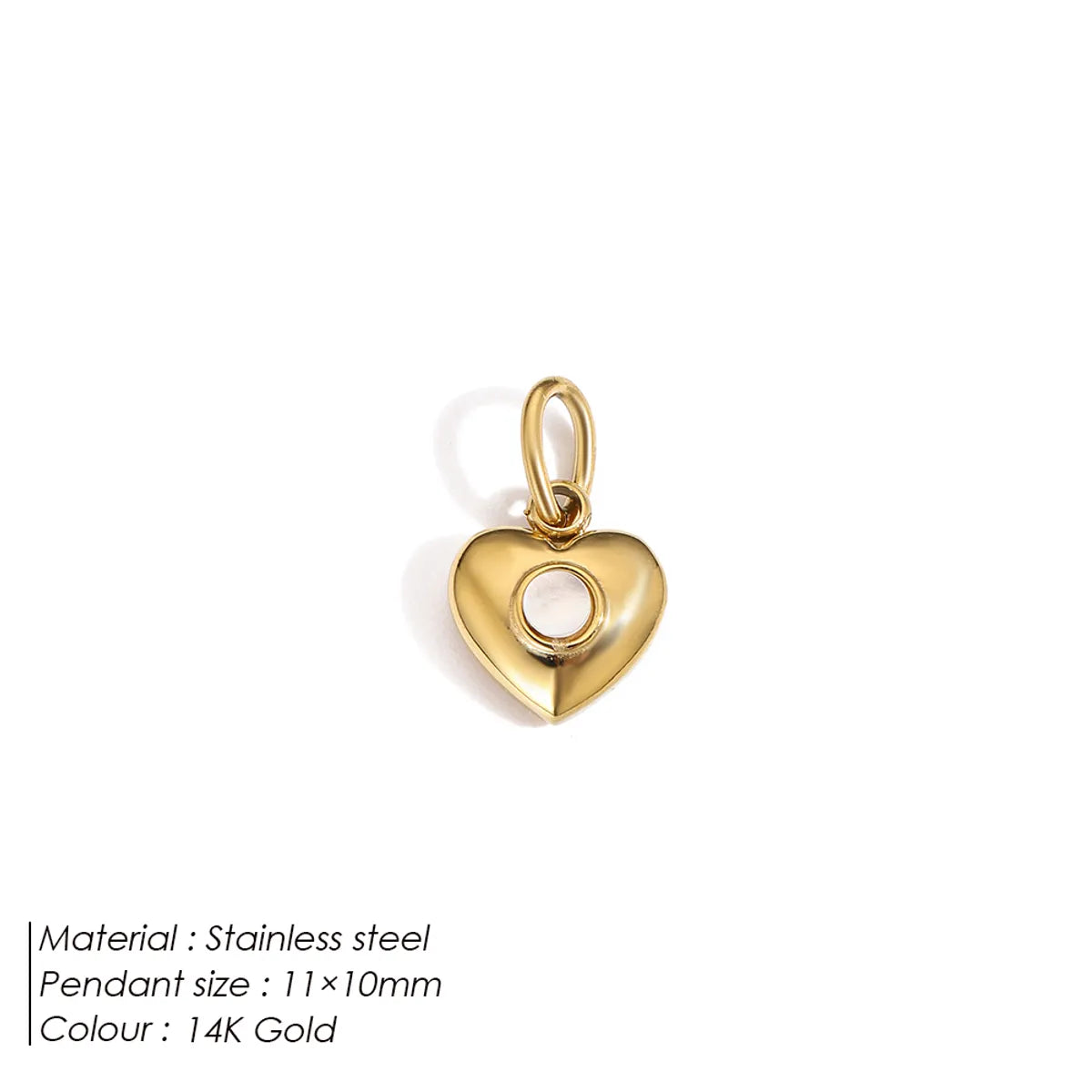 1 Piece 11mm Hollow Ball 17mm Diameter 9mm 304 Stainless Steel Shell 14K Gold Plated Heart Shape Pendant