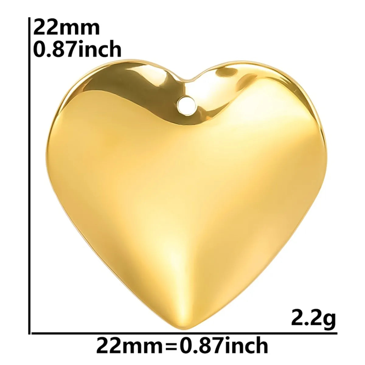 1 Piece 12*12mm 32*18mm 201 Stainless Steel 18K Gold Plated Round Heart Shape Pendant