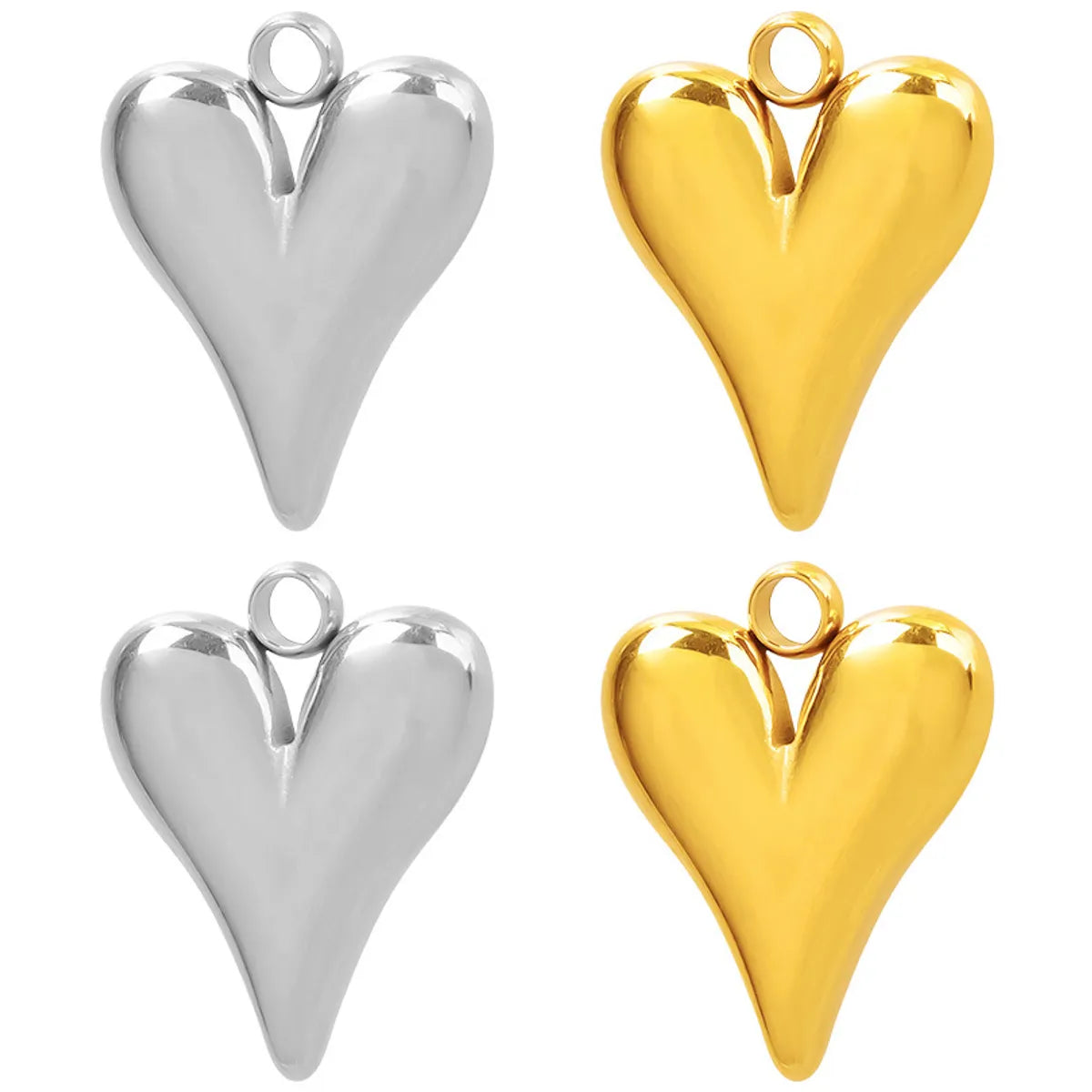 1 Piece 12 * 15mm Hole 2~2.9mm 304 Stainless Steel 18K Gold Plated Heart Shape Polished Pendant