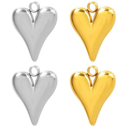 1 Piece 12 * 15mm Hole 2~2.9mm 304 Stainless Steel 18K Gold Plated Heart Shape Polished Pendant