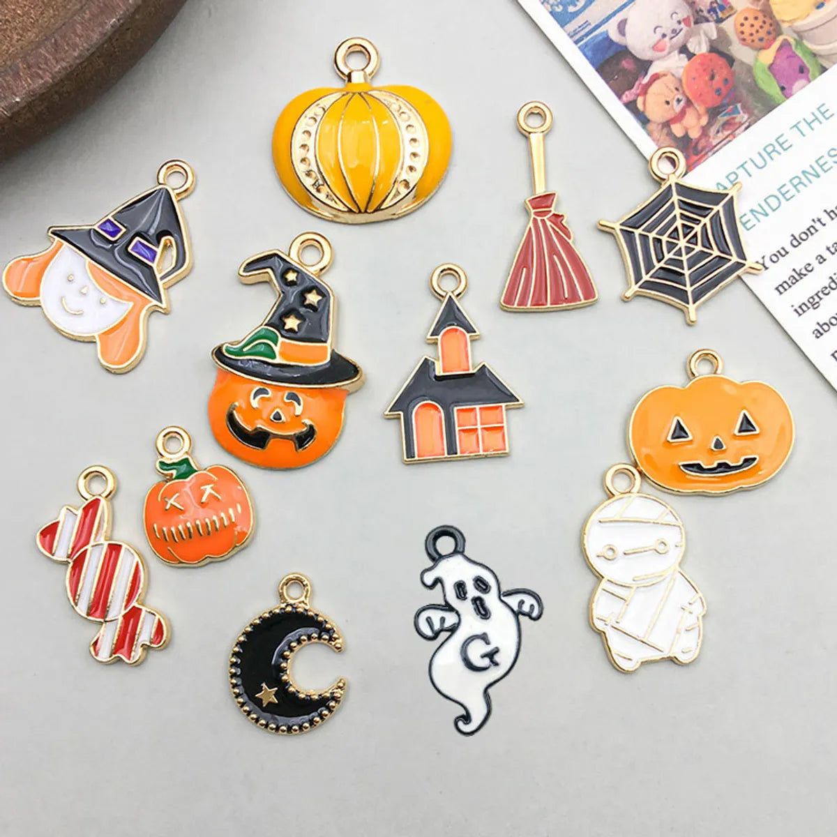 27 Models Per Model 1, 27/Pack 12*16mm 15 * 19mm 16*24mm Zinc Alloy Pumpkin Cat Candy Pendant