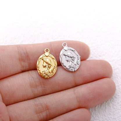 1 Piece 12 * 18mm 304 Stainless Steel 18K Gold Plated Mermaid Pendant