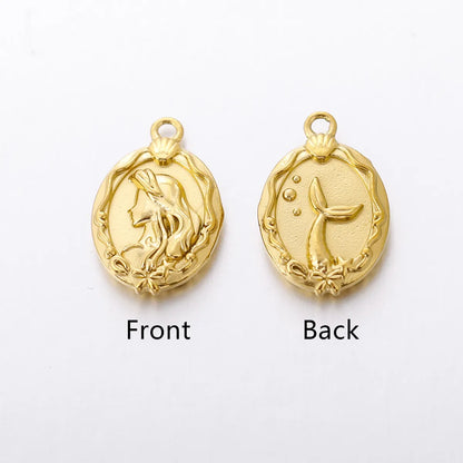 1 Piece 12 * 18mm 304 Stainless Steel 18K Gold Plated Mermaid Pendant