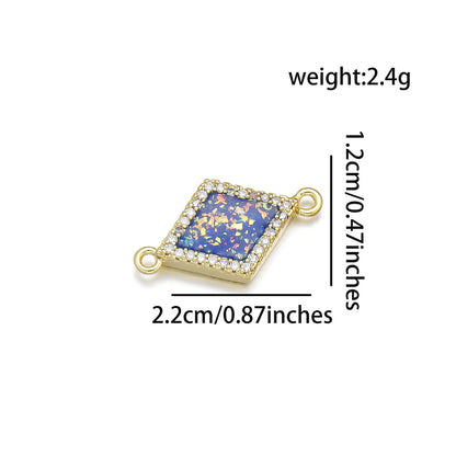 1 Piece 12*19mm 22*12mm Copper Zircon 18K Gold Plated Rhombus Polished Pendant