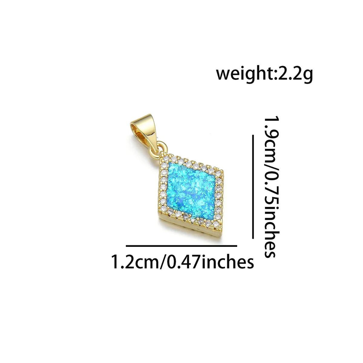 1 Piece 12*19mm 22*12mm Copper Zircon 18K Gold Plated Rhombus Polished Pendant