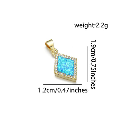 1 Piece 12*19mm 22*12mm Copper Zircon 18K Gold Plated Rhombus Polished Pendant