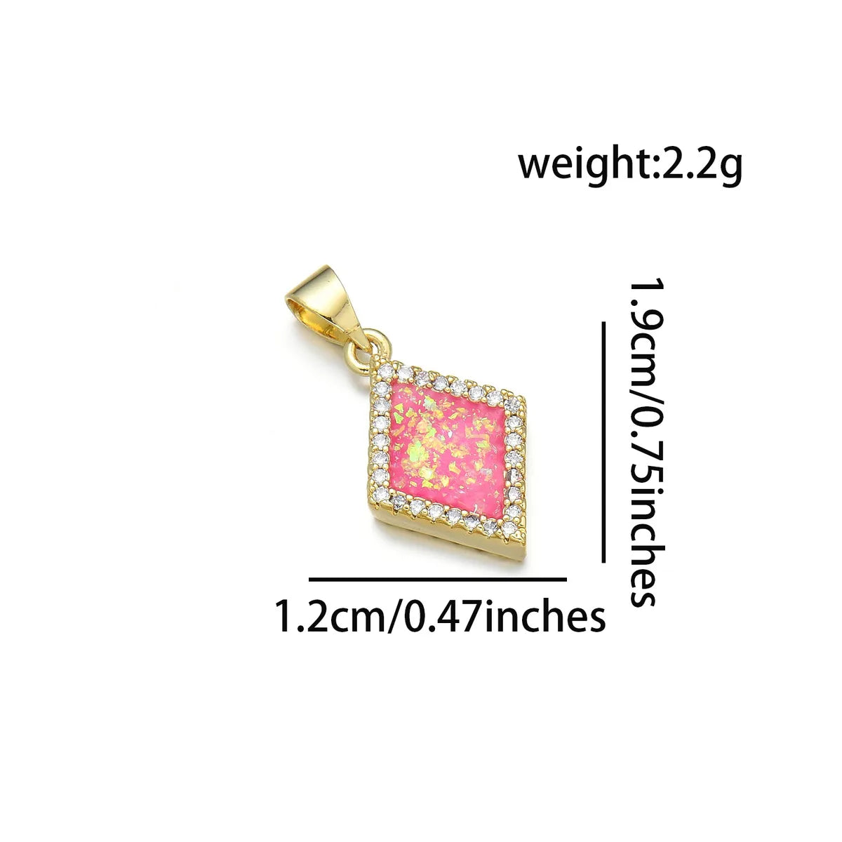 1 Piece 12*19mm 22*12mm Copper Zircon 18K Gold Plated Rhombus Polished Pendant