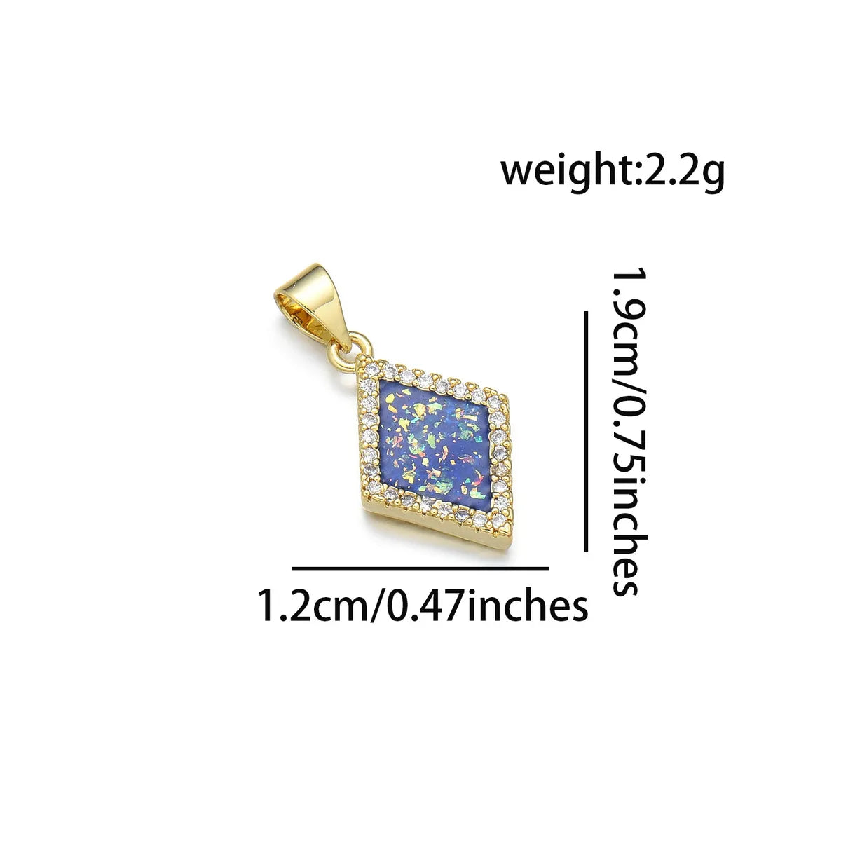 1 Piece 12*19mm 22*12mm Copper Zircon 18K Gold Plated Rhombus Polished Pendant