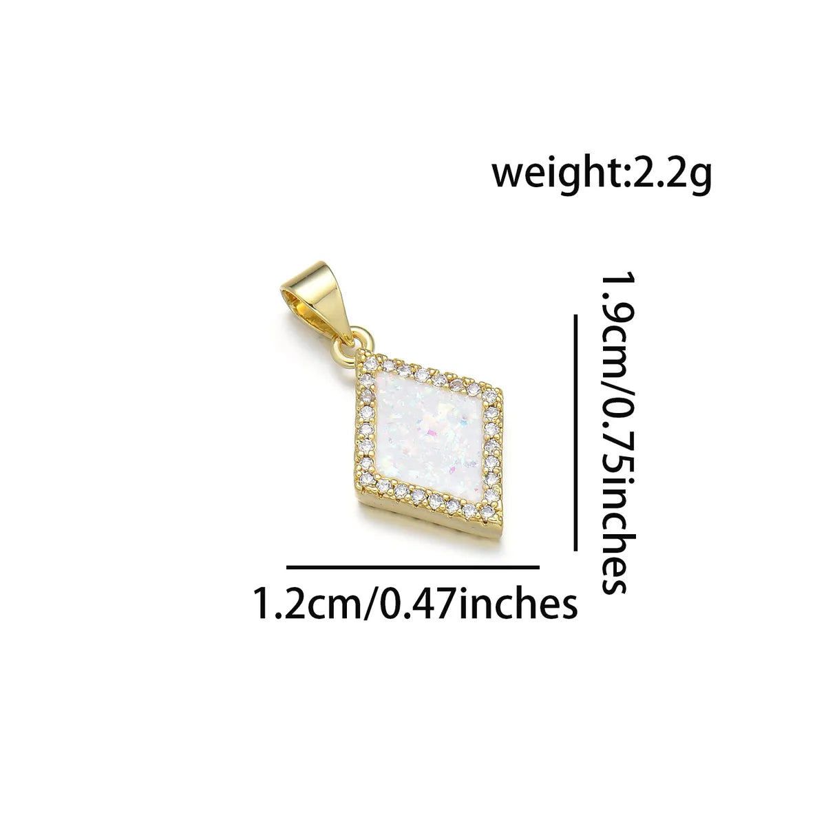 1 Piece 12*19mm 22*12mm Copper Zircon 18K Gold Plated Rhombus Polished Pendant