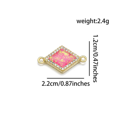 1 Piece 12*19mm 22*12mm Copper Zircon 18K Gold Plated Rhombus Polished Pendant