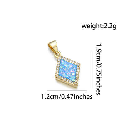 1 Piece 12*19mm 22*12mm Copper Zircon 18K Gold Plated Rhombus Polished Pendant