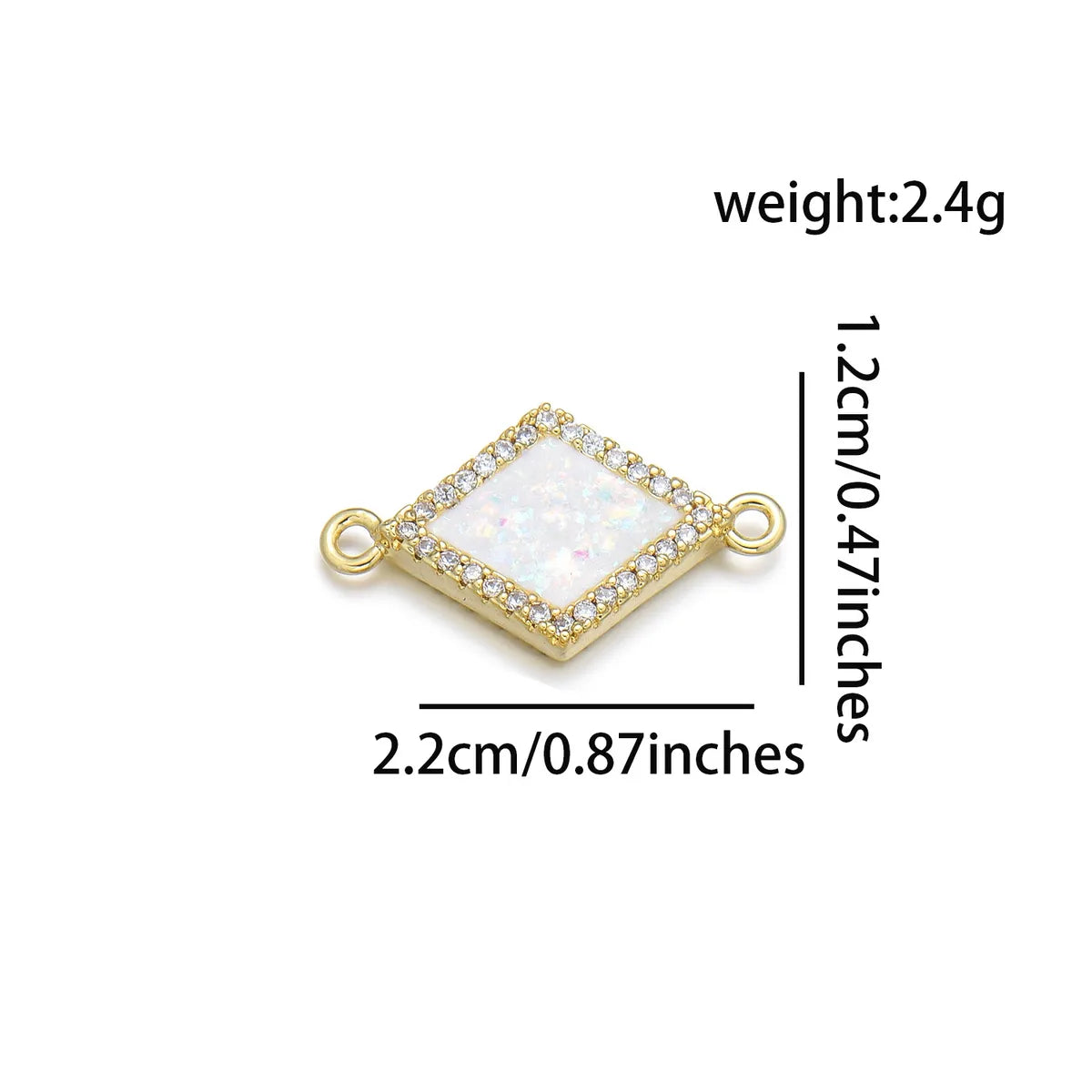 1 Piece 12*19mm 22*12mm Copper Zircon 18K Gold Plated Rhombus Polished Pendant