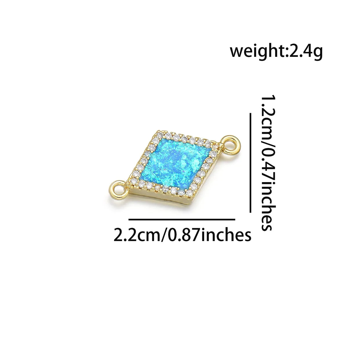 1 Piece 12*19mm 22*12mm Copper Zircon 18K Gold Plated Rhombus Polished Pendant