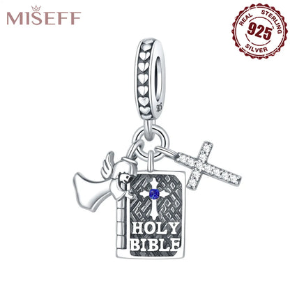 1 Piece 12*29mm 8*25mm Sterling Silver Zircon Cross Angel Devil'S Eye Polished Pendant