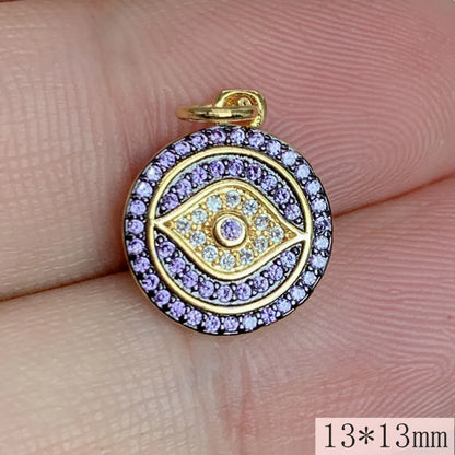 1 Piece 13*13mm Copper Zircon Devil'S Eye Pendant