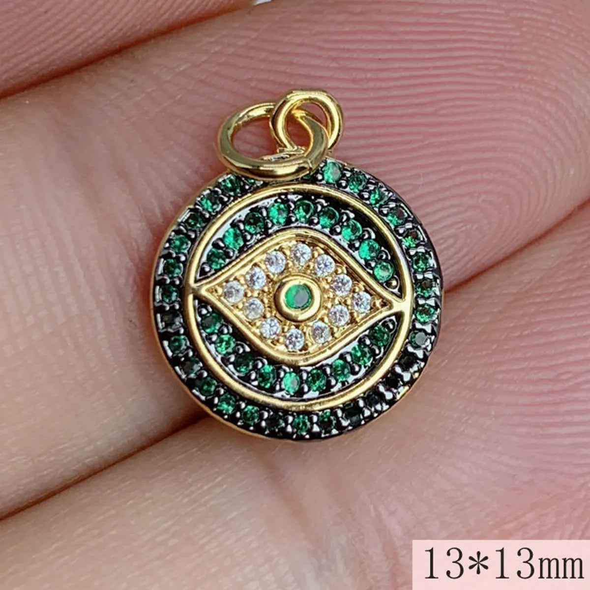 1 Piece 13*13mm Copper Zircon Devil'S Eye Pendant