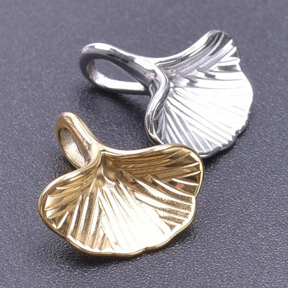 1 Piece 13*13mm Hole 2~2.9mm 304 Stainless Steel 18K Gold Plated Ginkgo Leaf Pendant