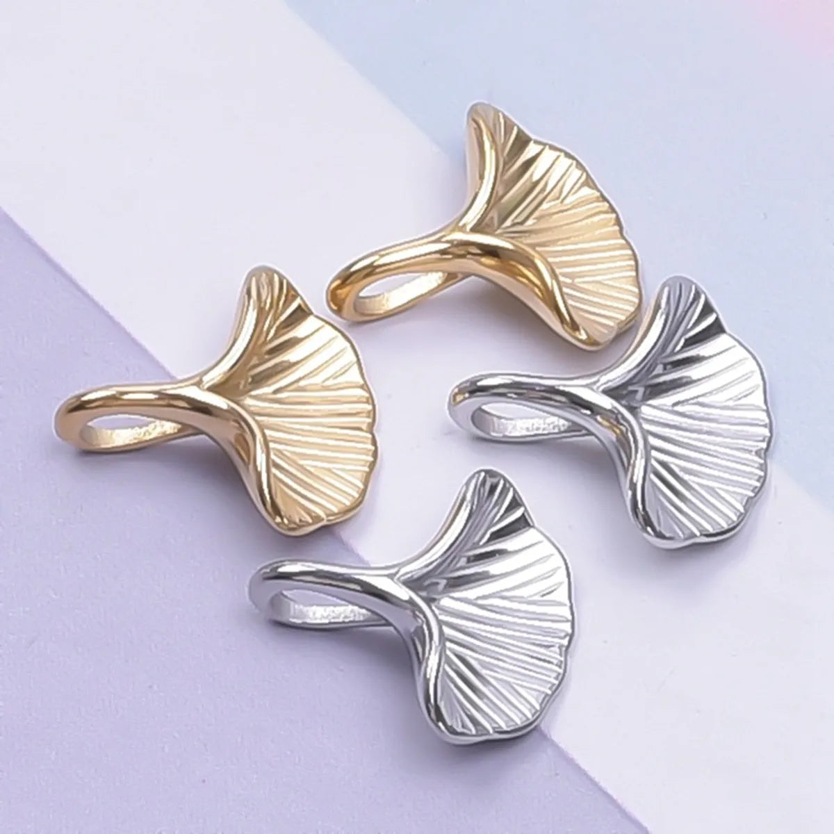 1 Piece 13*13mm Hole 2~2.9mm 304 Stainless Steel 18K Gold Plated Ginkgo Leaf Pendant