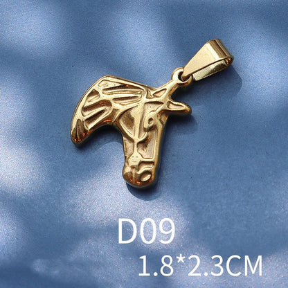 1 Piece 13 * 14mm 15 * 21mm 9 * 17mm Titanium Steel 18K Gold Plated Tiger Elephant Bird Polished Pendant