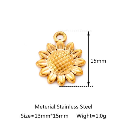 1 Piece 13 * 15mm 304 Stainless Steel Flower Pendant