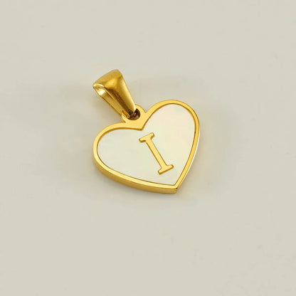 1 Piece 13*16mm Stainless Steel Shell Letter Heart Shape Polished Pendant