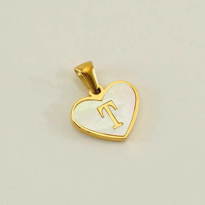 1 Piece 13*16mm Stainless Steel Shell Letter Heart Shape Polished Pendant