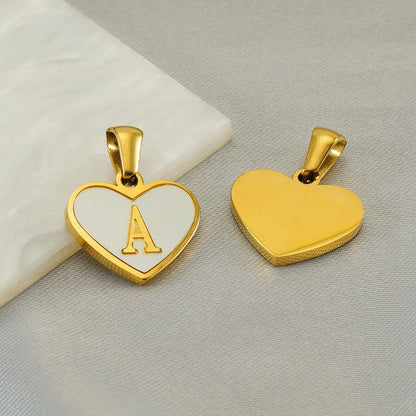 1 Piece 13*16mm Stainless Steel Shell Letter Heart Shape Polished Pendant