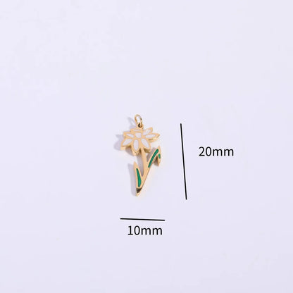 1 Piece 13 * 20mm 17*22.5mm 9.5*17.5mm 304 Stainless Steel Glass Pearl Gold Plated Geometric Flower Polished Pendant Chain