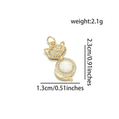 1 Piece 13 * 23mm 15 * 22mm 18 * 21mm Copper Zircon 18K Gold Plated Animal Polished Pendant