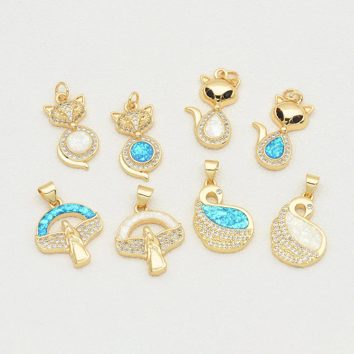 1 Piece 13 * 23mm 15 * 22mm 18 * 21mm Copper Zircon 18K Gold Plated Animal Polished Pendant