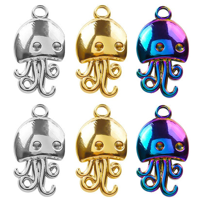 1 Piece 13 * 24mm Hole 2~2.9mm 304 Stainless Steel 18K Gold Plated Squid Polished Pendant