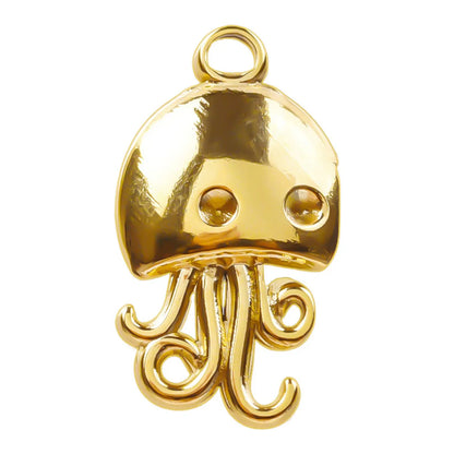 1 Piece 13 * 24mm Hole 2~2.9mm 304 Stainless Steel 18K Gold Plated Squid Polished Pendant