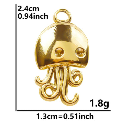 1 Piece 13 * 24mm Hole 2~2.9mm 304 Stainless Steel 18K Gold Plated Squid Polished Pendant