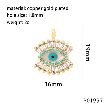 1 Piece 14*17mm 15*15mm 21*16mm Copper Zircon 18K Gold Plated Devil'S Eye Pendant