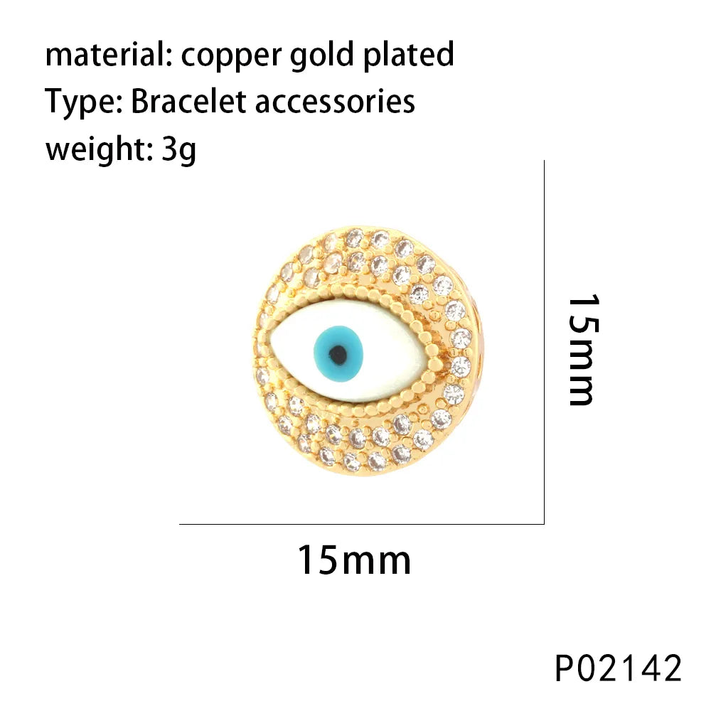 1 Piece 14*19mm 20*15mm 21*16mm Copper Zircon 18K Gold Plated Round Devil'S Eye Pendant