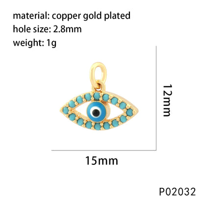 1 Piece 14*19mm 20*15mm 21*16mm Copper Zircon 18K Gold Plated Round Devil'S Eye Pendant