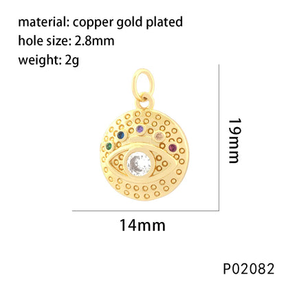 1 Piece 14*19mm 20*15mm 21*16mm Copper Zircon 18K Gold Plated Round Devil'S Eye Pendant