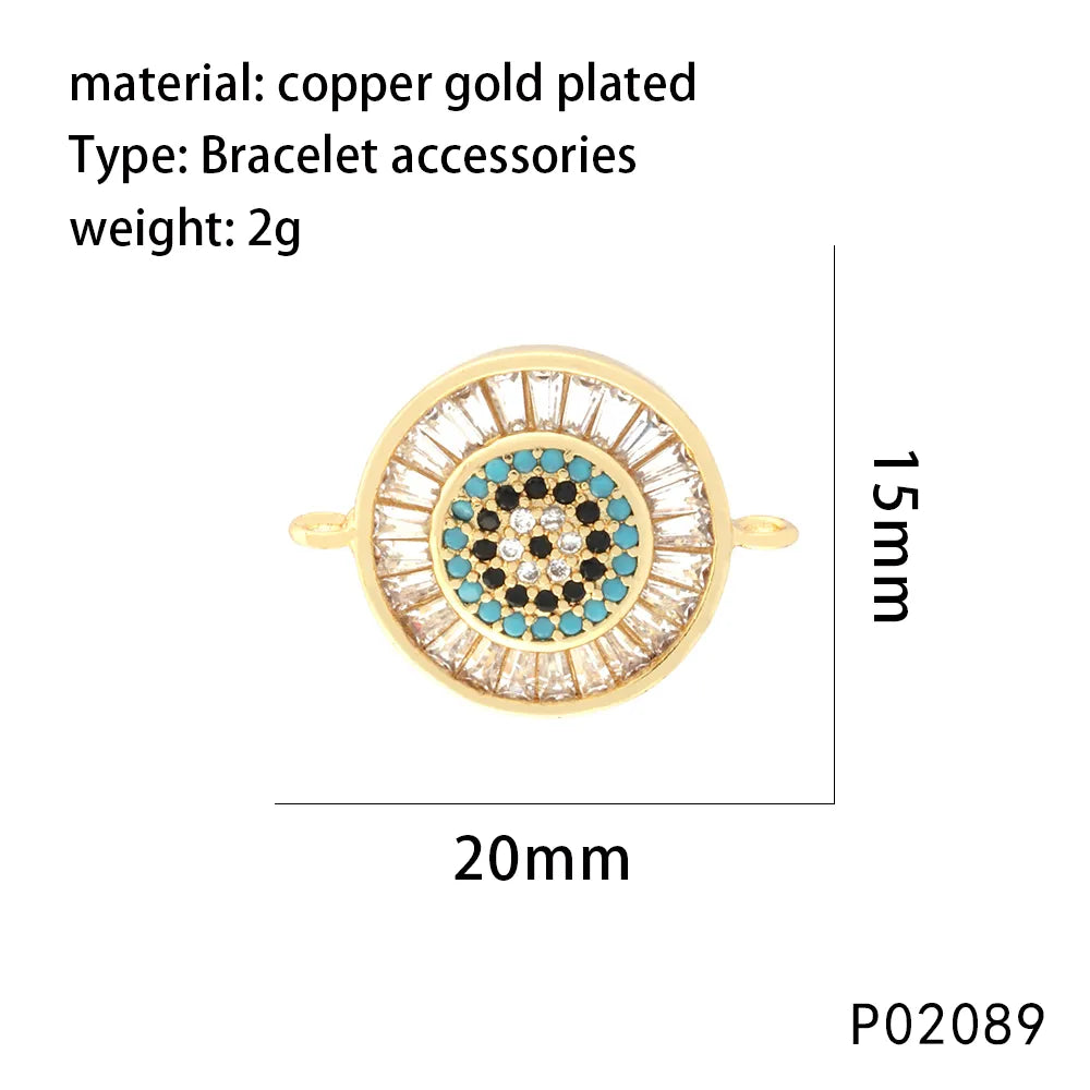 1 Piece 14*19mm 20*15mm 21*16mm Copper Zircon 18K Gold Plated Round Devil'S Eye Pendant